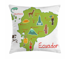 Infographic Map Landmarks Pillow Cover