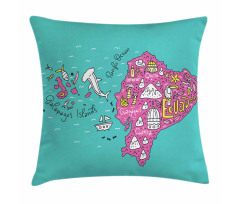 Doodle Map Main Pillow Cover