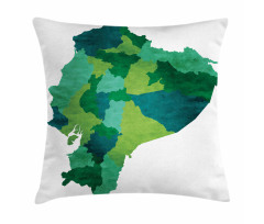 Green Tones Political Map Pillow Cover