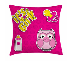 Girl Baby Owl Bottle Pillow Cover