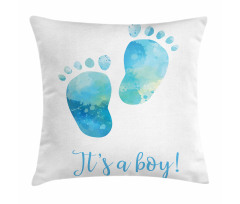 Baby Boy Footprints Pillow Cover