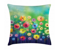 Colorful Garden Meadow Theme Pillow Cover