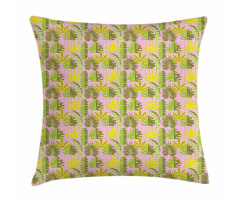 Tropic Leaves on Checkered Pillow Cover