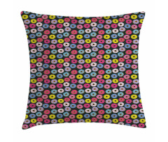 Colorful Ring Donuts Doodle Pillow Cover