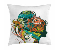 Autumn Leaves Woman Hair Pillow Cover