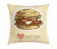 Grunge Retro Fast Food Pillow Cover