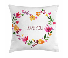 Text in Floral Heart Pillow Cover