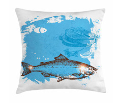 Fish and Fresh Meat Sketch Pillow Cover