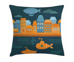 Train Airship Submarines Pillow Cover