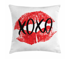 Lips Pattern with Love Kisses Pillow Cover