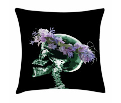 Xray Skeleton with Wreath Pillow Cover