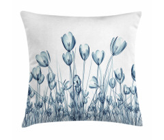 Crocus Flower Field in Xray Pillow Cover