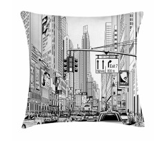 Street of New York Urban Sketch Pillow Cover