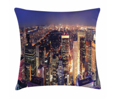 New York Panoramic Aerial Night Pillow Cover