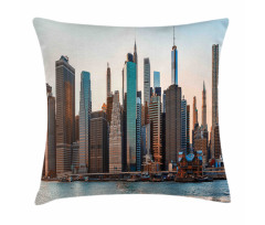 Manhattan New York Skyline Dusk Pillow Cover