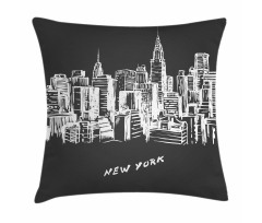 Hand Drawn City Buildings Deco Pillow Cover