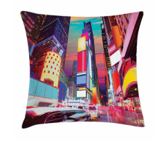 Colorful Night Times Square Pillow Cover