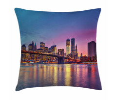 Manhattan Vivid Dusk Skyline Pillow Cover