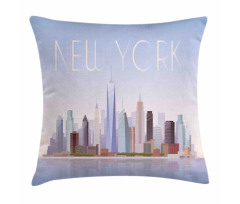 Pastel Tones Big Apple Skyline Pillow Cover