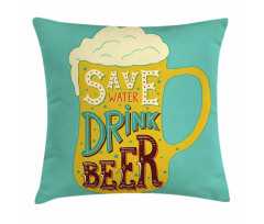 Foamy Beer Glasses Words Pillow Cover