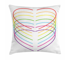 Vivid Outline Heart Drawings Pillow Cover