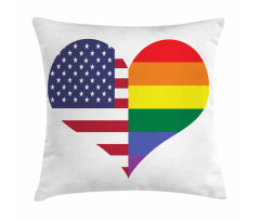 Heart with Old Glory Rainbow Pillow Cover