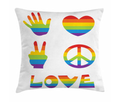 Rainbow Colors Peace and Love Pillow Cover