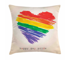 Happy Gay Pride Rainbow Heart Pillow Cover