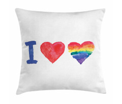 Watercolor I Love LGBT Homo Pillow Cover