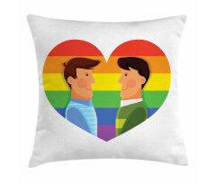 Smiling Men Gay Rainbow Flag Pillow Cover