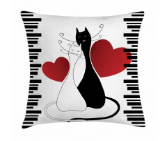 Romantic Couple Pet Kitten Pillow Cover