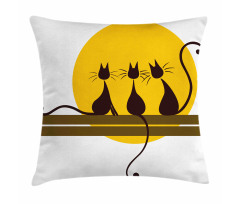 3 Black Cats Feline Pillow Cover