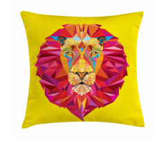 Geometric Lion Face Pillow Cover