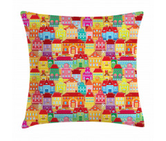 Colorful Houses Pillow Cover