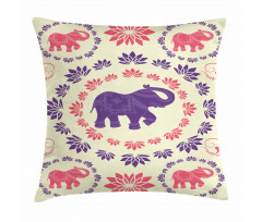 Colorful Floral Elephant Pillow Cover