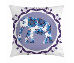 Elephant with Tulips Pattern Pillow Cover