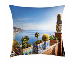 Taormina Coastline Photo Pillow Cover