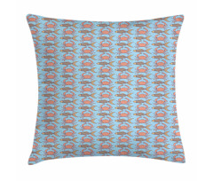 Crab and Fish Pattern Sketch Pillow Cover