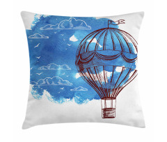 Bon Voyage Sky Cloud Balloon Pillow Cover