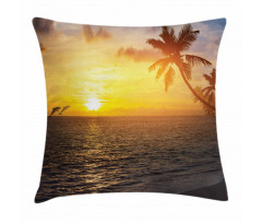 Palm Tree Island Sunset Pillow Cover