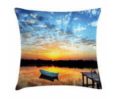 Little Boat on Pond Pillow Cover