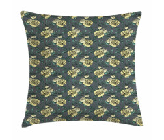 Yellow Tone Roses on Grey Pillow Cover