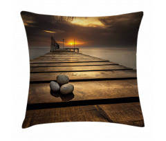 Black Sea at Dusk Pier Pillow Cover