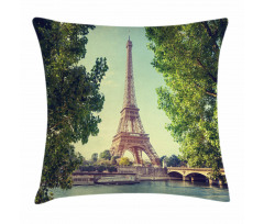 Eiffel Tower Seine River Pillow Cover