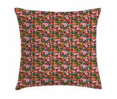 Rabbit and Flowers Pillow Cover