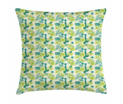 Hibiscus and Banana Leaves Pillow Cover