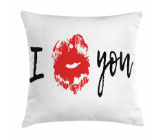 I Kiss You with Lipstick Print Pillow Cover