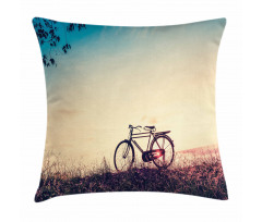 Sunset Bicycle Pastel Pillow Cover
