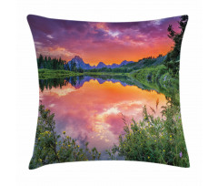 Sunset Reflection River Pillow Cover