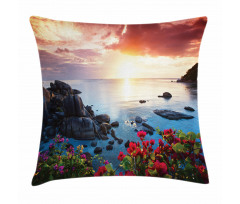 Poppy Carnations Spring Pillow Cover